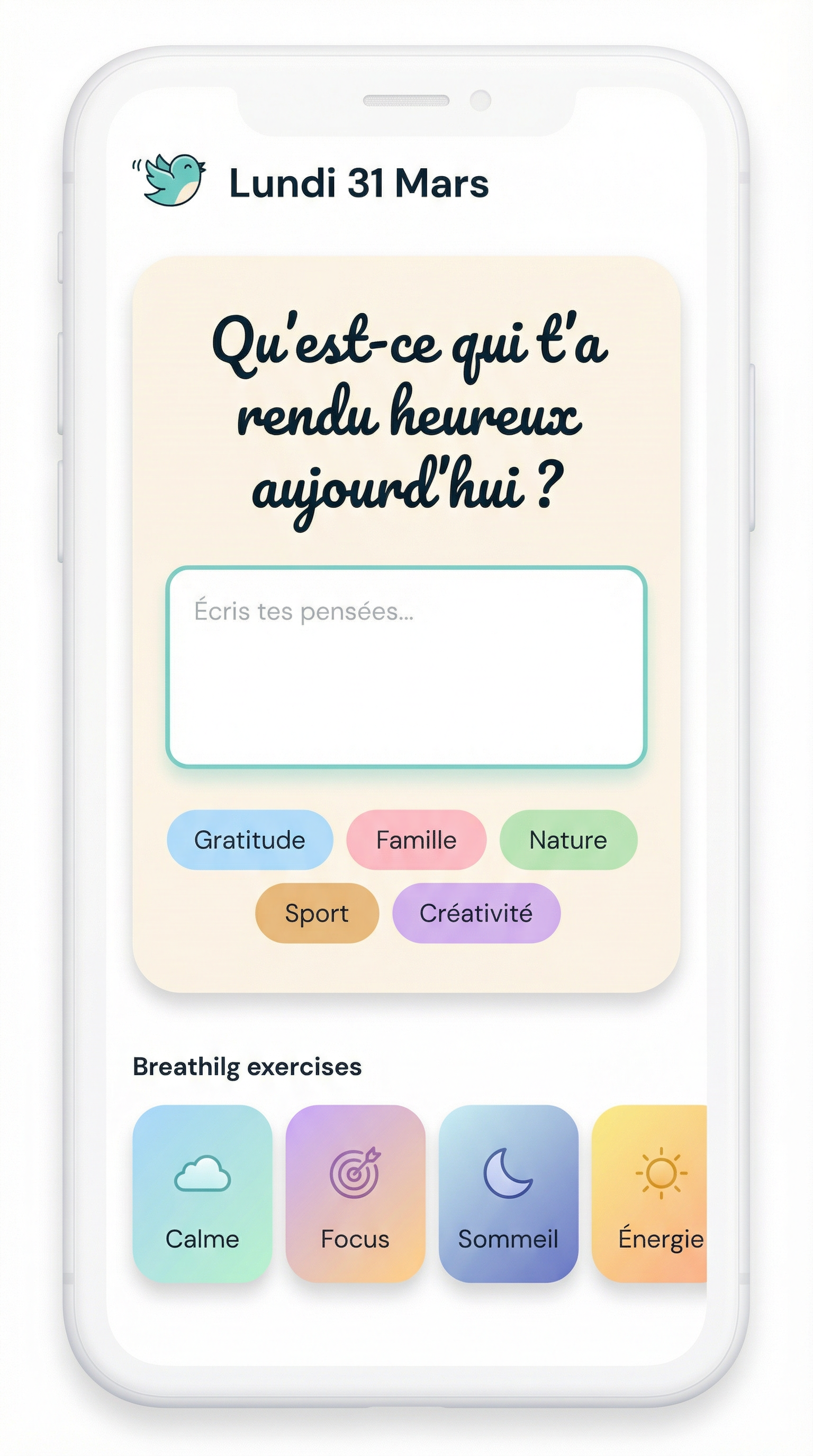 Plumi - Journal de gratitude et exercices de respiration